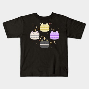 Nonbinary Kawaii Macaron Cats Kids T-Shirt